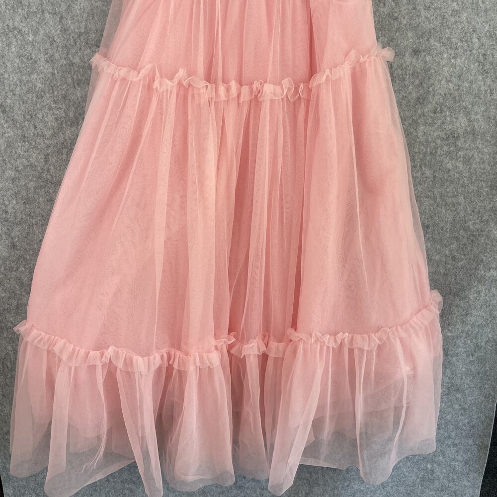 Forever 21 Tulle Ruffled Bustier Dress Womens Small Pink Fairy Whimsy Delicate - Picture 4 of 16